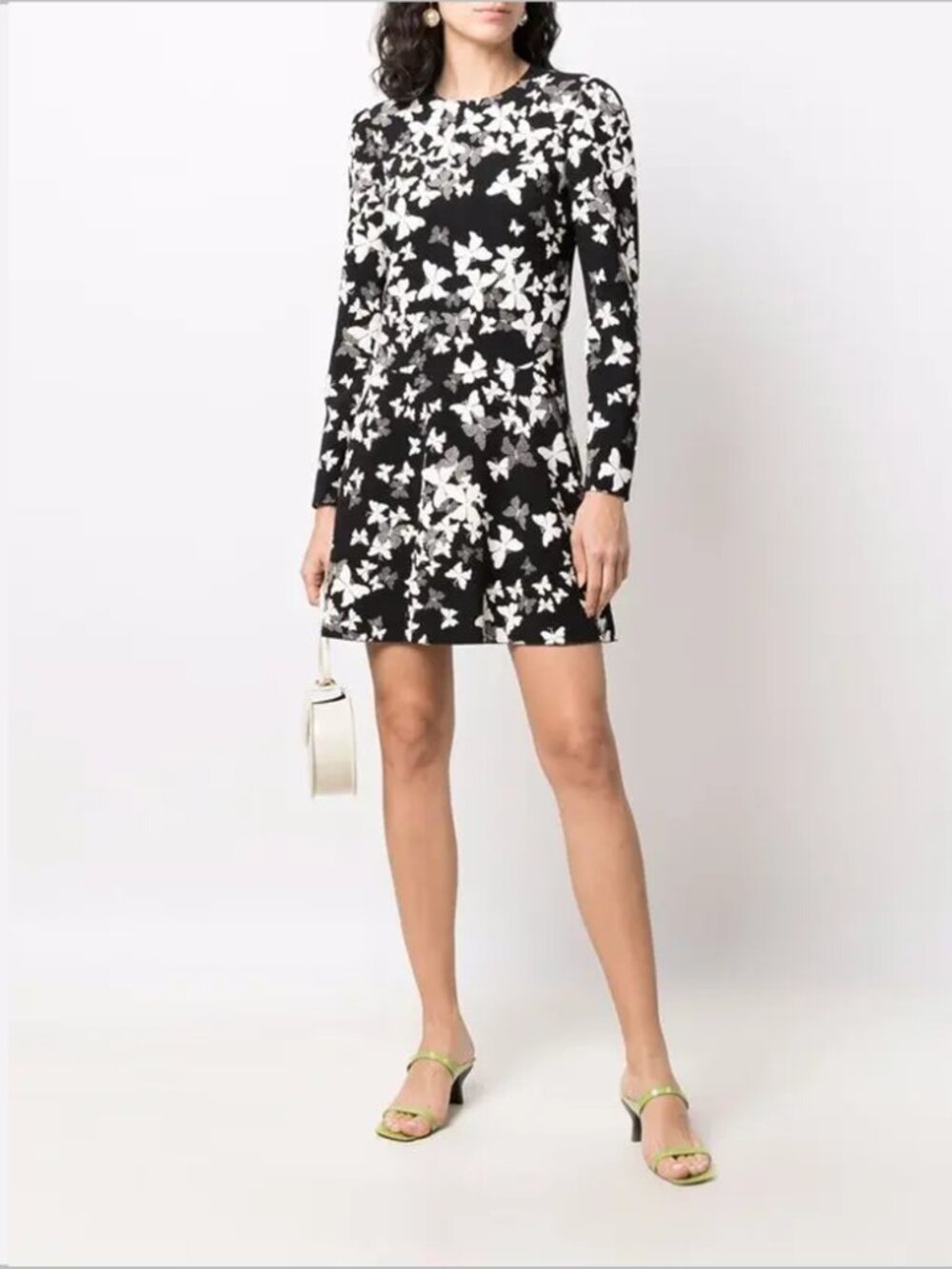 RED Valentino Butterfly-Print Long Sleeve Dress | Small